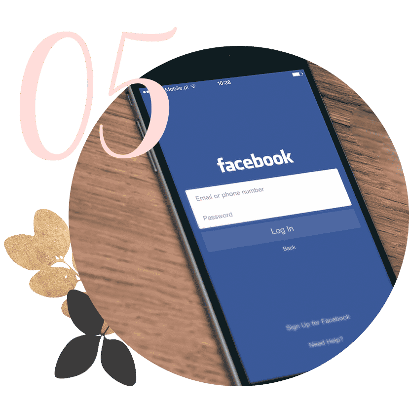 phone showing facebook log in screen